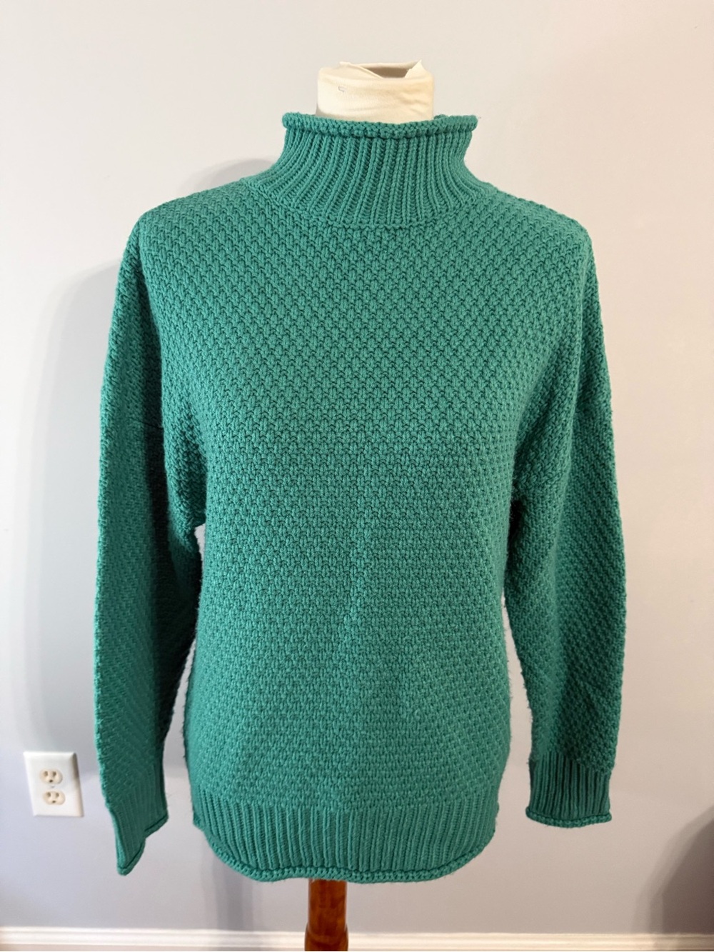 Men's Teal Knit Mock Neck Sweater